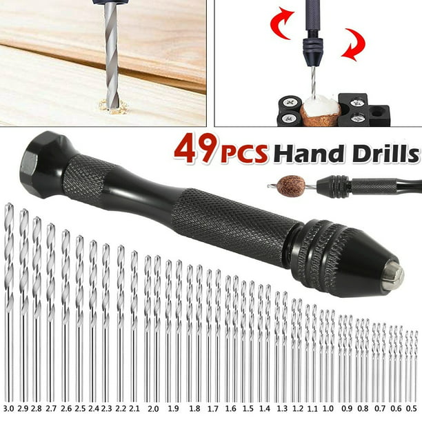 49Pcs Precision Pin Vise Mini Micro Hand Spiral Drill Bits Set Rotary Tools Kit 